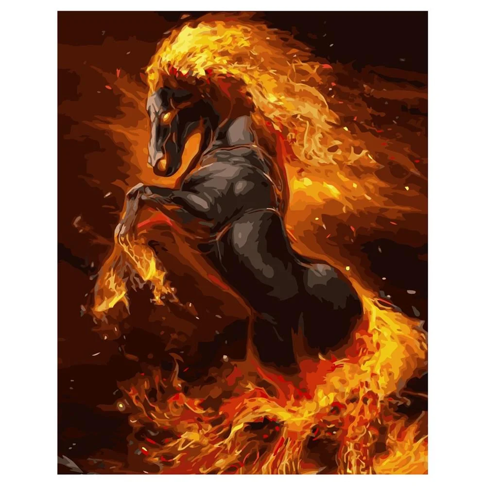 Картина по номерам Strateg Животные Огненная лошадь 40х50 см в коробке (VA-2042КД-mt)