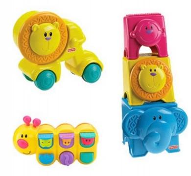 Игрушки Fisher Price Убегающий Львенок/Механическое пианино Гусеница/Кубики Друзья из джунглей