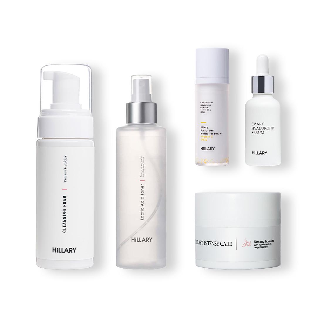 Сыворотка солнцезащитная Hillary SPF 30 с витамином С + базовый набор для ухода за жирной кожей лица (K-11-607)