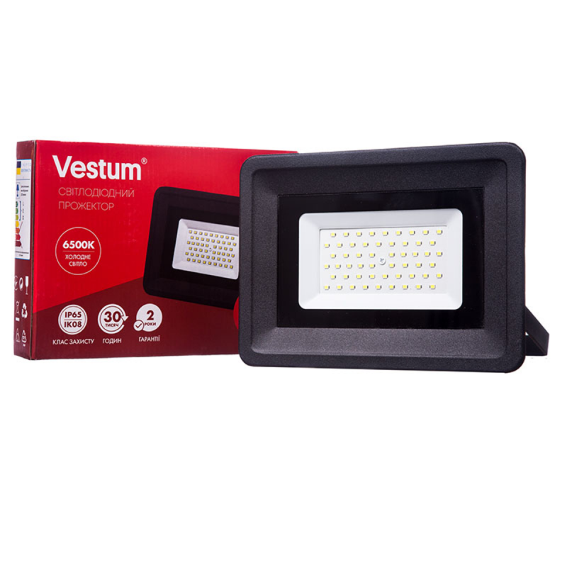 Прожектор світлодіодний Vestum 50W 4300 Лм 6500K 185-265V IP65 (1-VS-3004) - фото 1