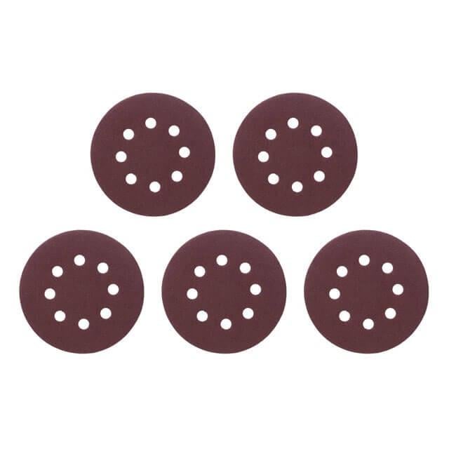 Круг наждаковий Intertool самоклеючий з отворами папір клас С 125 мм густина 140 г/м2 К80 5 од. (BT-0585)