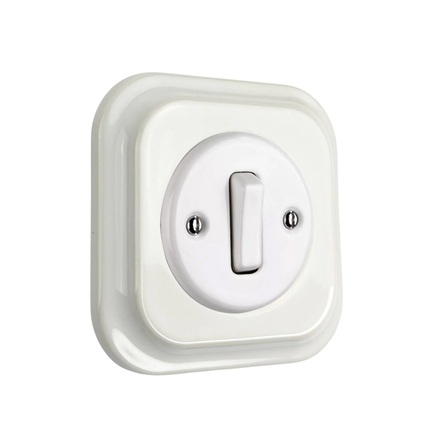 Керамічний вимикач Keruida 1-клавішний прихованого монтажу з квадратною керамічною рамкою Білий