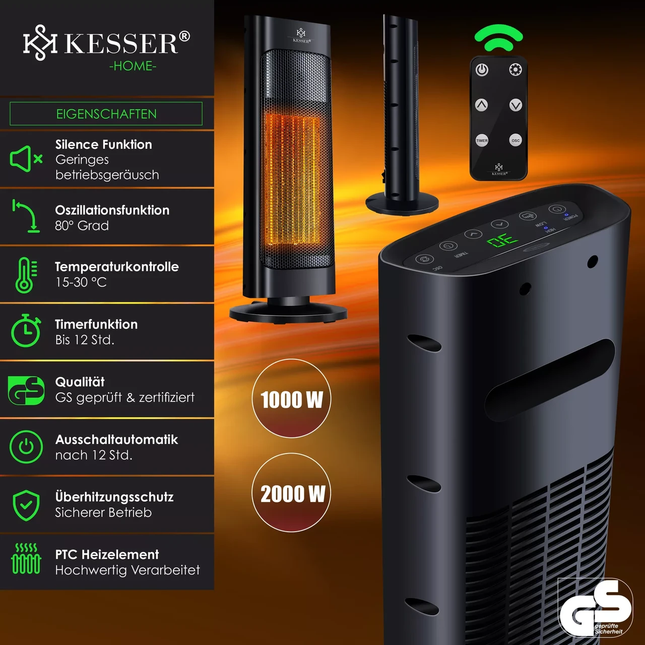 Інфрачервоний обігрівач KESSER керамічний 2000 Вт 52x9x19 см (14236sc) - фото 7 Інфрачервоний обігрівач KESSER керамічний 2000 Вт 52x9x19 см (14236sc) - фото 7