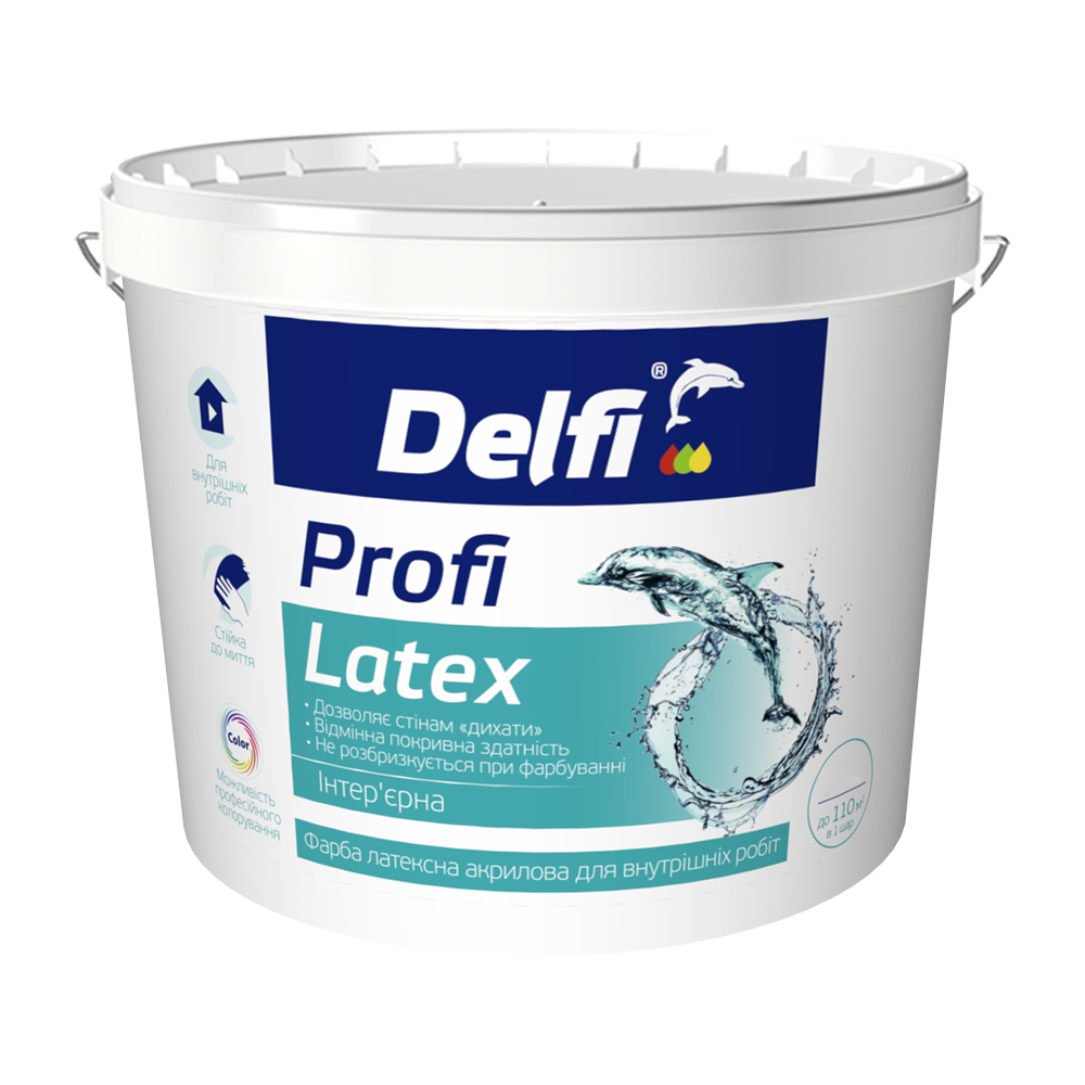 Краска латексная акриловая для внутренних работ Profi Latex Delfi база А 7 кг Белый (2792906636)