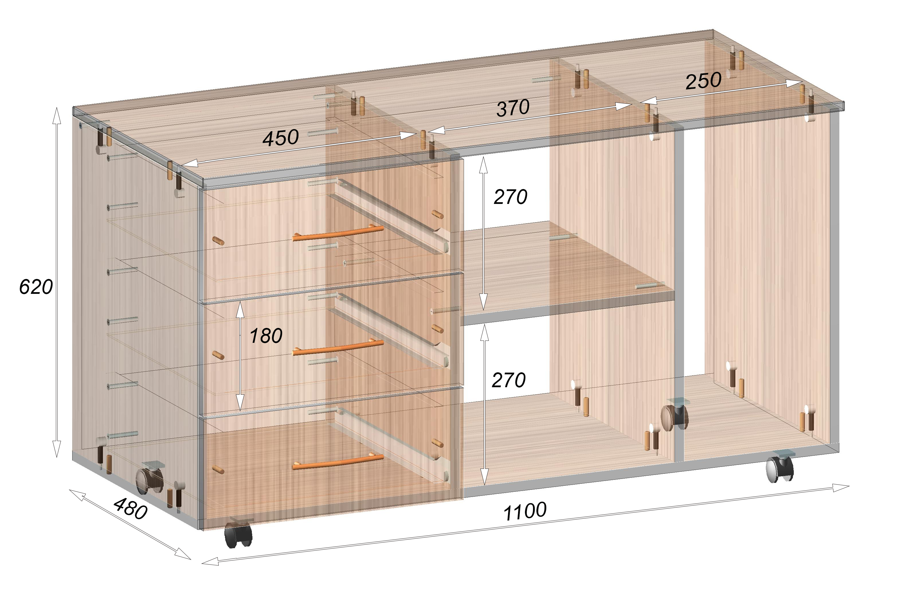 Тумба офисная Континент ТМО-3 1100х480х620 мм Дуб Сонома (13077) Тумба офисная Континент ТМО-3 1100х480х620 мм Дуб Сонома (13077)