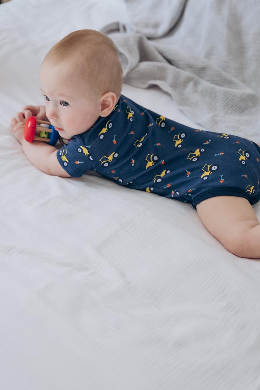 Боди интерлок короткий рукав Трактор 86 см (2630401736) - фото 1