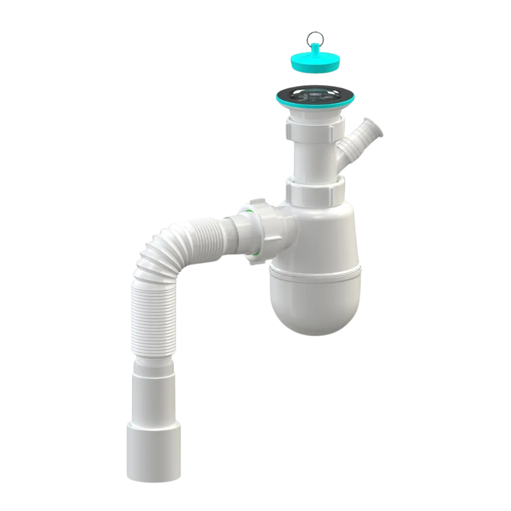 Сифон кухонний SoloPlast К0110 пластиковий з відводом проти запахів (2517903545)