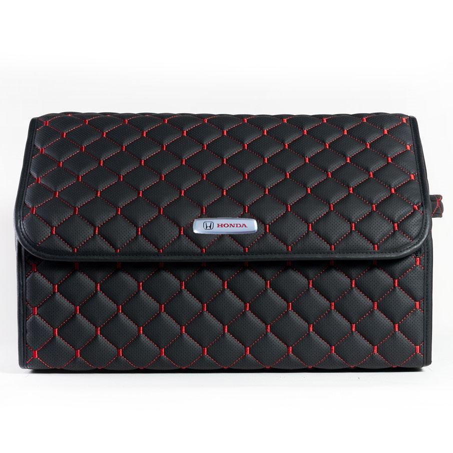 Сумка-органайзер с лого Honda в багажник CarsBAG Экокожа 30x50x30 см Черно-красный (acb-1036-1-30х50х30-020)