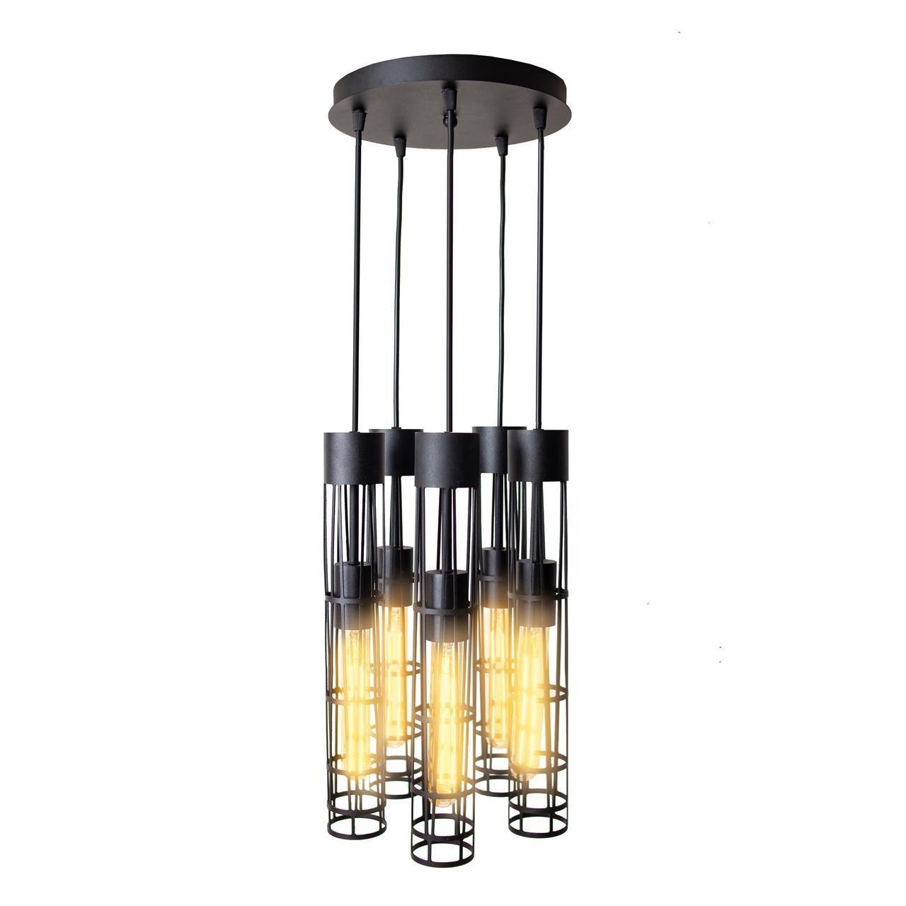 Подвесной светильник MSK Electric Flow в стиле лофт на круглом основании под лампы Е27 Черный (NL 6040-5R BK)