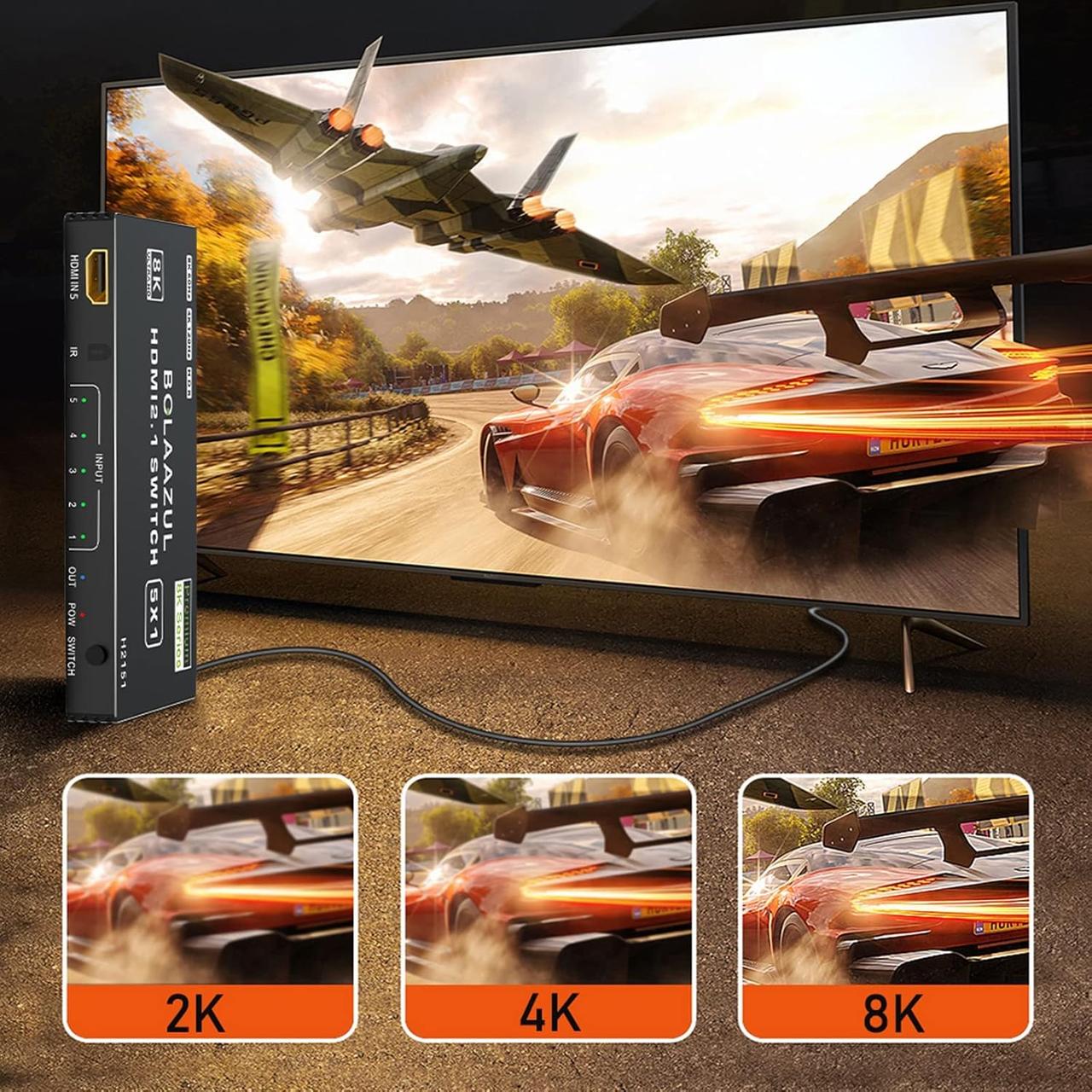 Переключатель 8K HDMI 2.1 5в1 с дистанционным управлением - фото 2