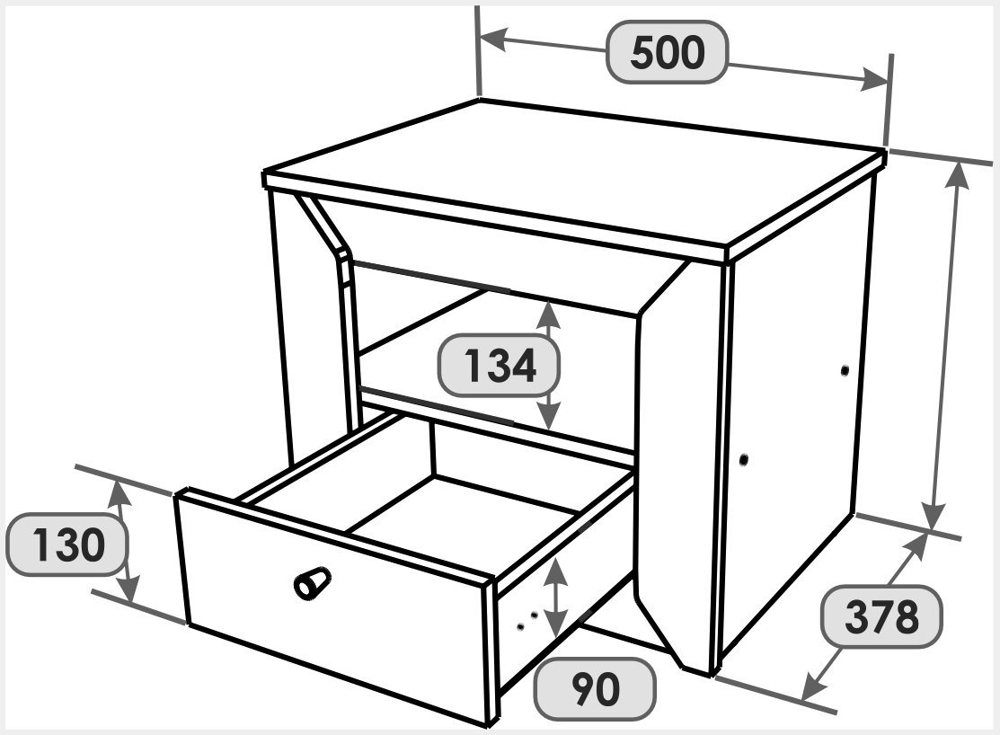 Тумба прикроватная Everest Нордик 500 500х378х420 мм Дуб крафт золотой/Графит (11183) - фото 2