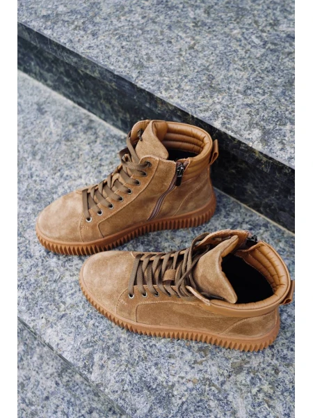 Кеди жіночі замшеві високі р. 37 24 см Коричневий - фото 4 Кеди жіночі замшеві високі р. 37 24 см Коричневий - фото 4