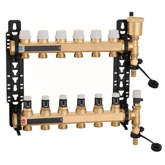 Колектор для теплого пола Caleffi 1"x3/4" 7 выходов, без расходомеров (6626G6)