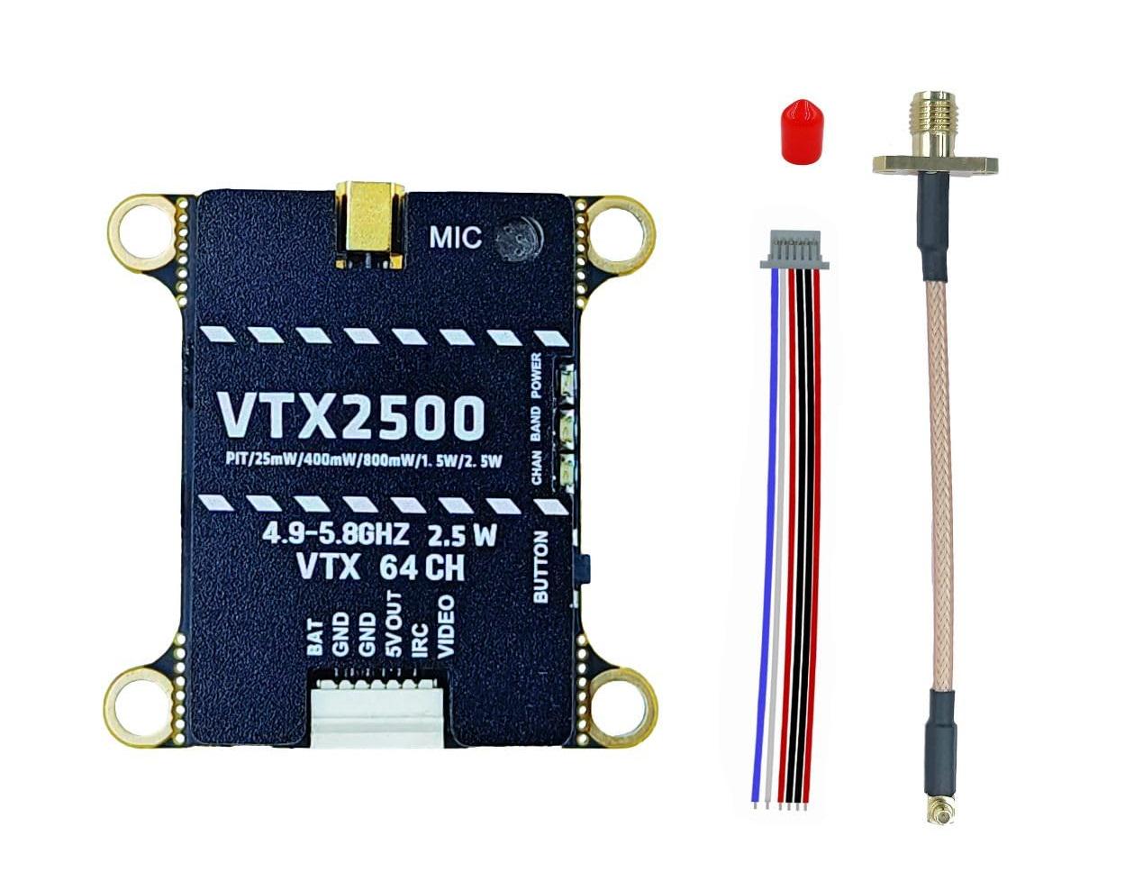 Видеопередатчик VTX 4,9–5,8GHz 2,5W 64CH DakeFPV для FPV дронов и БПЛА (00-00030477)