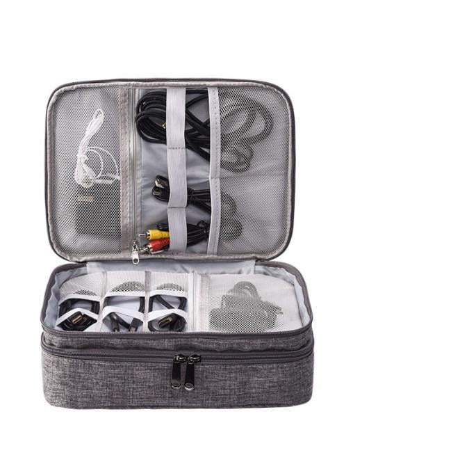 Органайзер для зарядных устройств и кабелей 2 отделения 26,5х19,5х9,5 см Серый (ОД-302-3) - фото 2 Органайзер для зарядных устройств и кабелей 2 отделения 26,5х19,5х9,5 см Серый (ОД-302-3) - фото 2