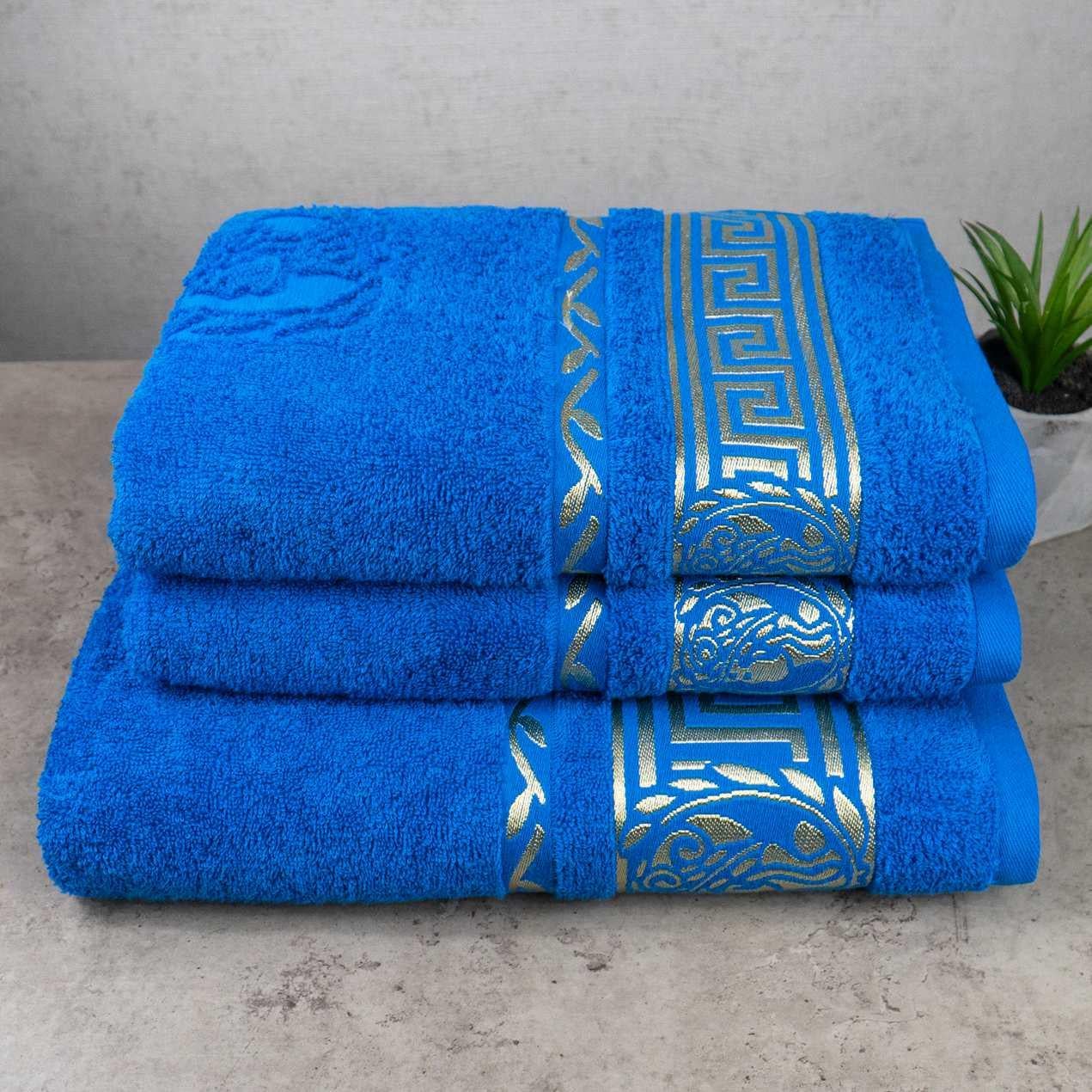 Комплект махровых полотенец GM Textile Caesar 450 г/м2 3 шт. Голубой (450-k-Caesar-lblue)