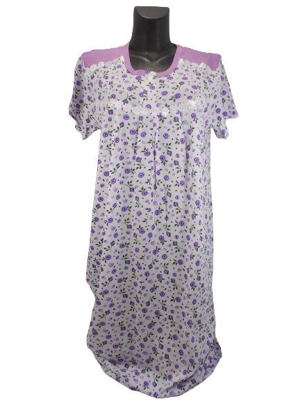 Ночная рубашка женская хлопковая Best 04 р. 52 Белый/Сиреневый (1579825295)