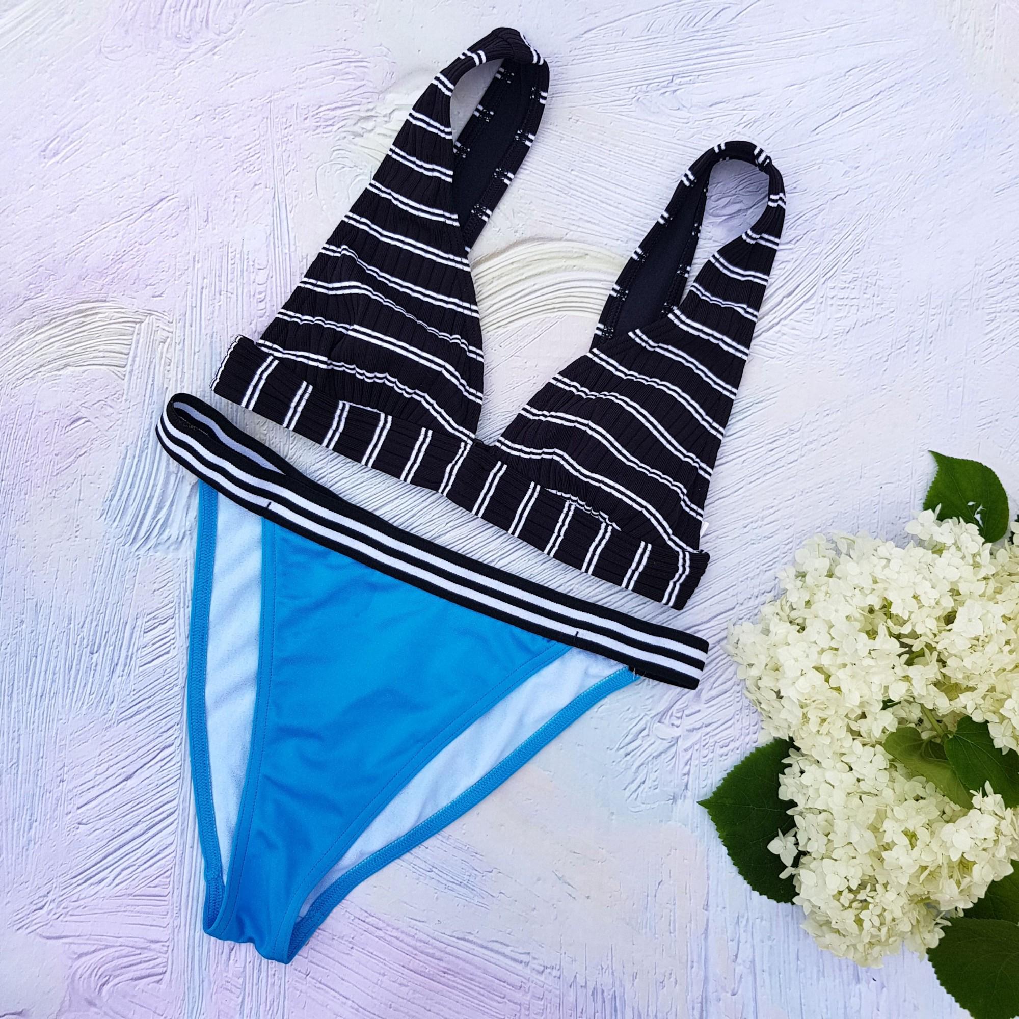 Жіночий купальник Seafolly 8635 XS р. 40 роздільний Чорний/Синій