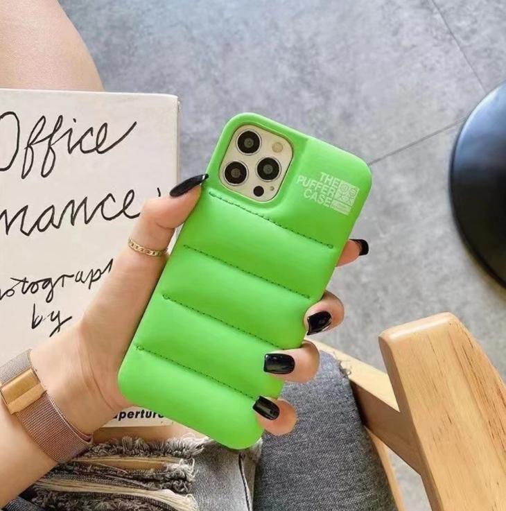 Пуферный чехол-пуховик для iPhone 12 Pro Max Зеленый