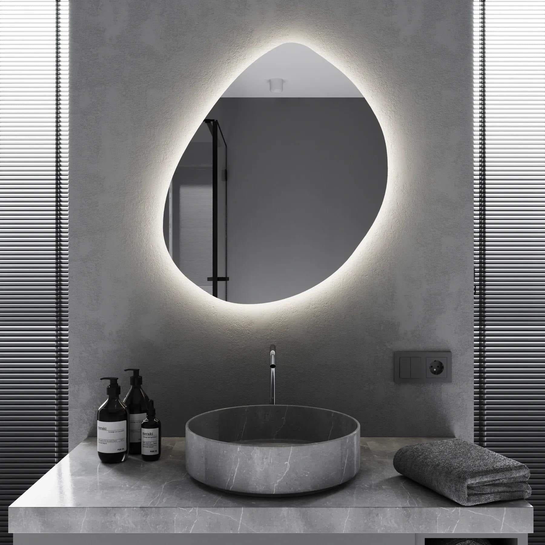 Зеркало для ванной комнаты Mironiks Stone фигурное с фоновой LED-подсветкой 900x800 мм (FR-MRKS-313455)