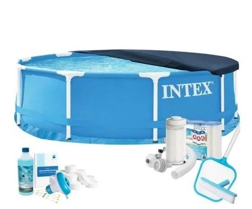 Бассейн каркасный круглый Intex 28200 9в1 305х76 см с фильтром аксессуарами/химией Синий (147-9-28200-9 Max) Бассейн каркасный круглый Intex 28200 9в1 305х76 см с фильтром аксессуарами/химией Синий (147-9-28200-9 Max)