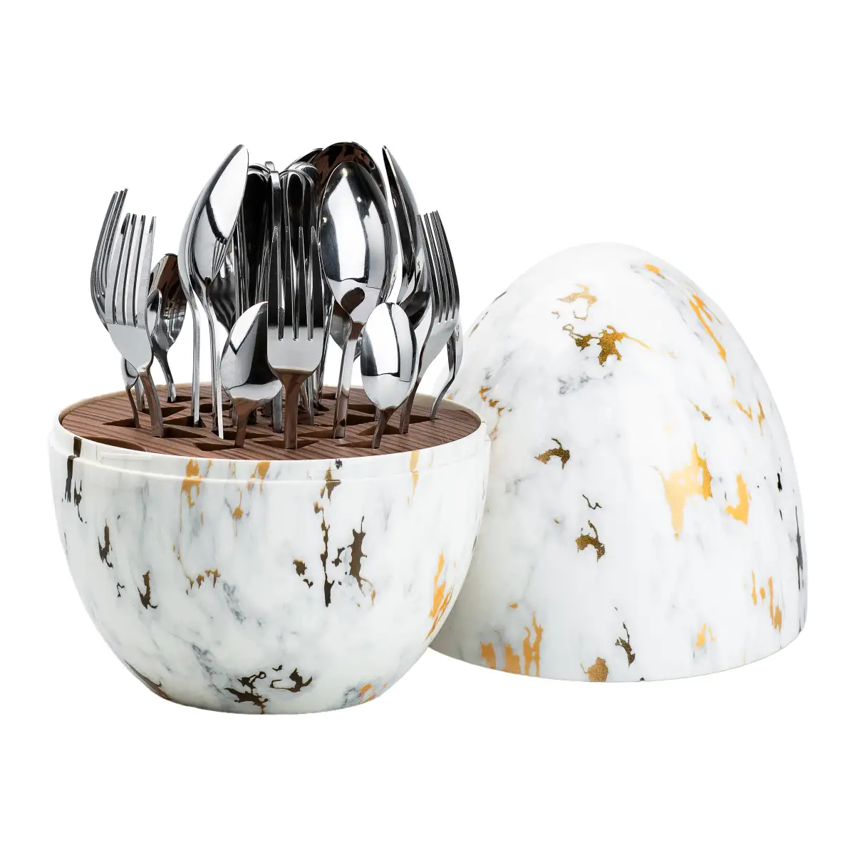 Набор столовых приборов TS Kitchen HP7885 глянцевый из нержавеющей стали 24 штуки хромированных мрамор (118-107-HP7885)