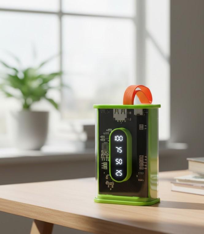 Повербанк з прозорими стінками та світлодіодним дисплеєм 10000 mAh Зелений (2104618812) - фото 9