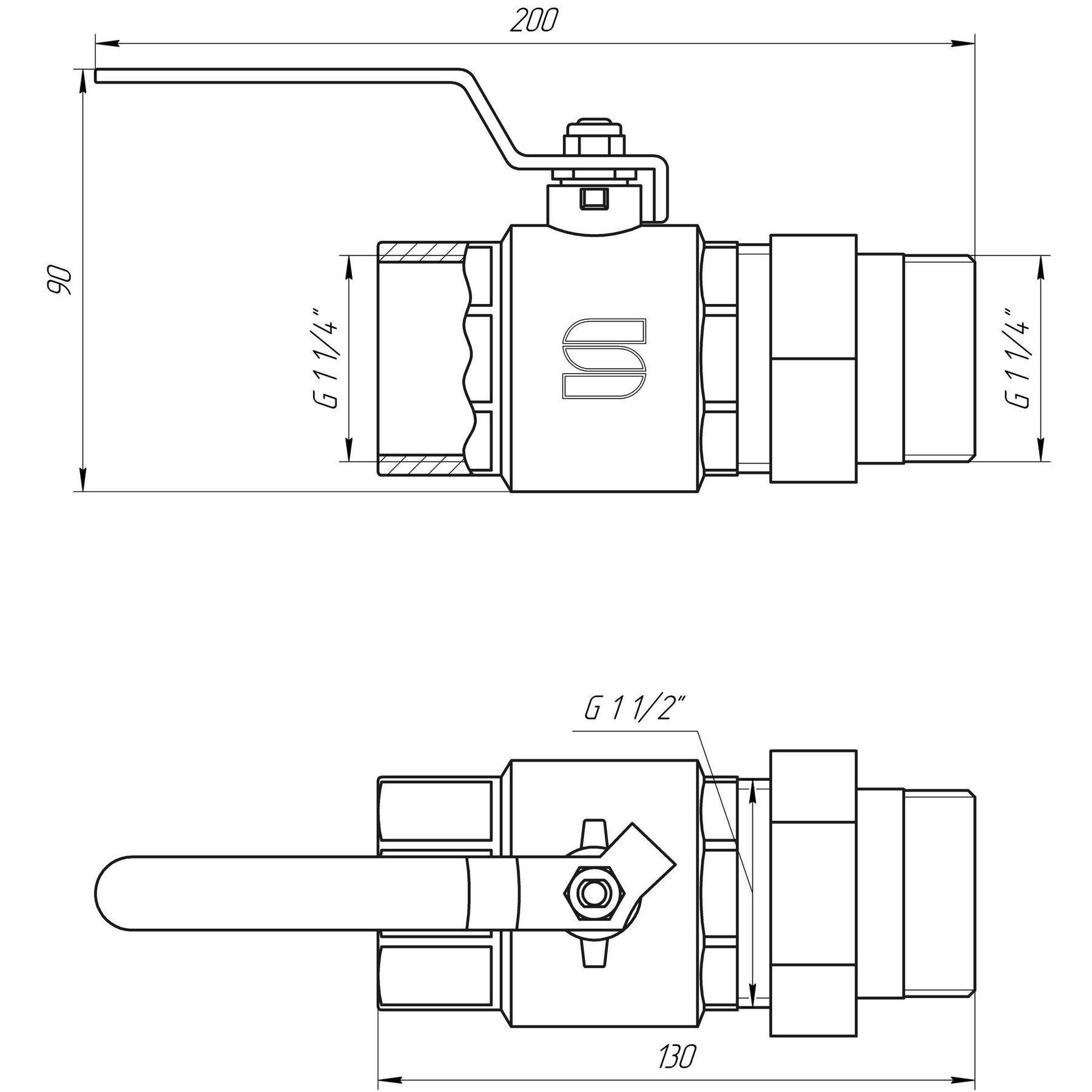 Кран шаровой Selba SL1509 000015713 1 1/4" ВЗ с американкой ручка (104434) - фото 2