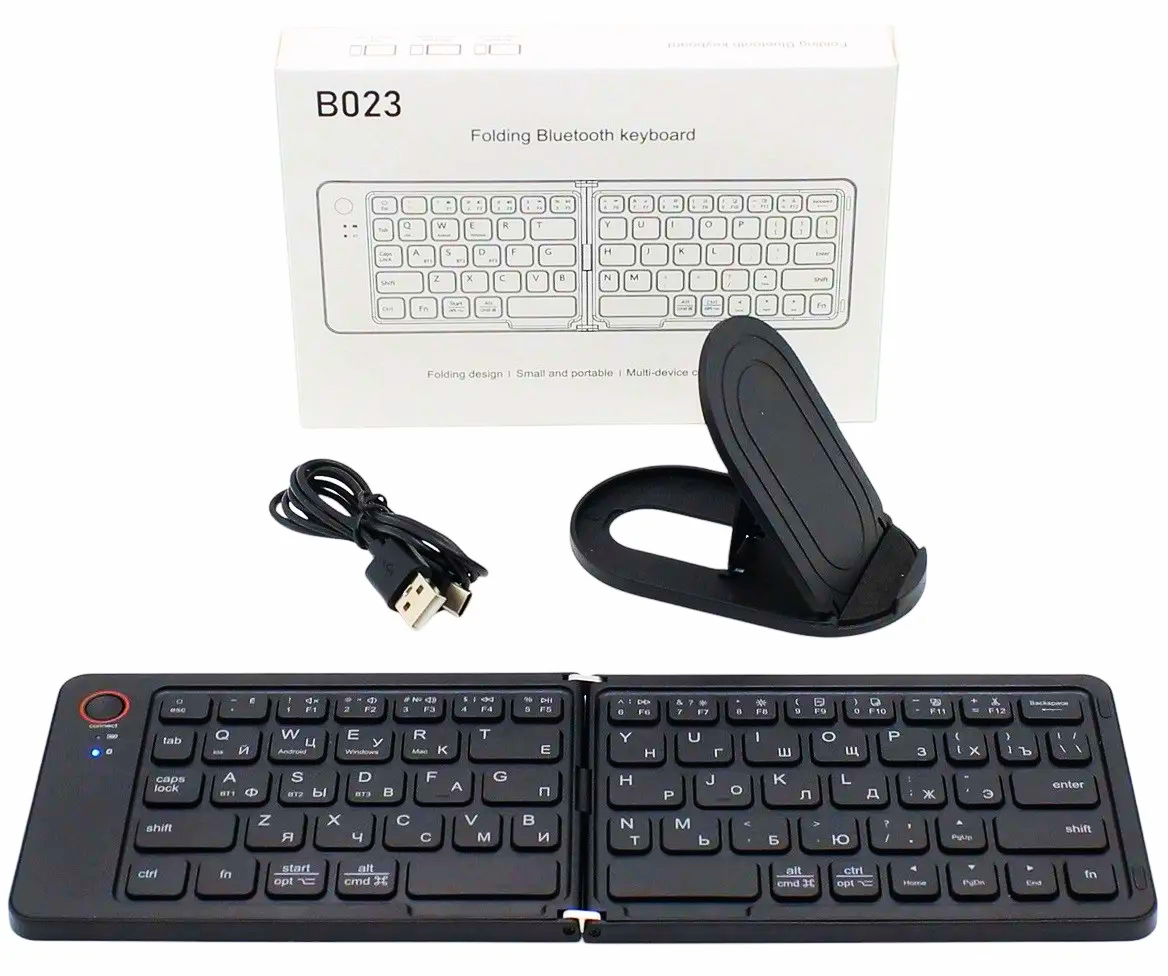 Клавіатура бездротова розкладна 1981 B023 Eng/Pyc 67 клавіш з підставкою для телефону 280x92 мм (25795005)