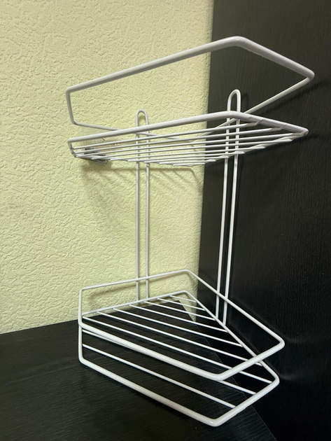 Полка угловая MOBILITY 2-х ярусная для ванной комнаты 32,5х19,5х19,5 см Белый (29293733) - фото 4