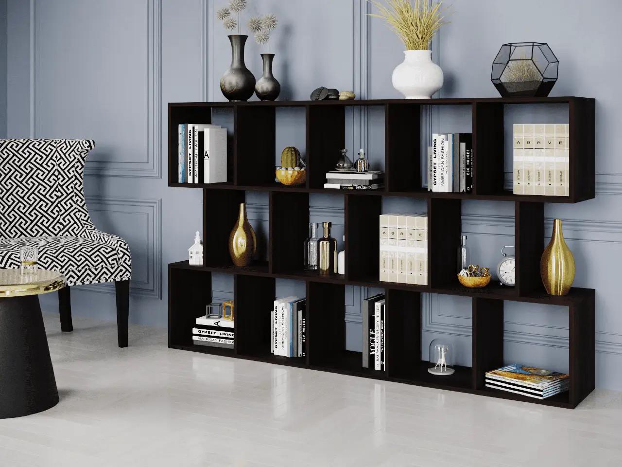 Стелаж на 14 комірок для книжок 1776х1056х290 мм Венге (178178) Стелаж на 14 комірок для книжок 1776х1056х290 мм Венге (178178)