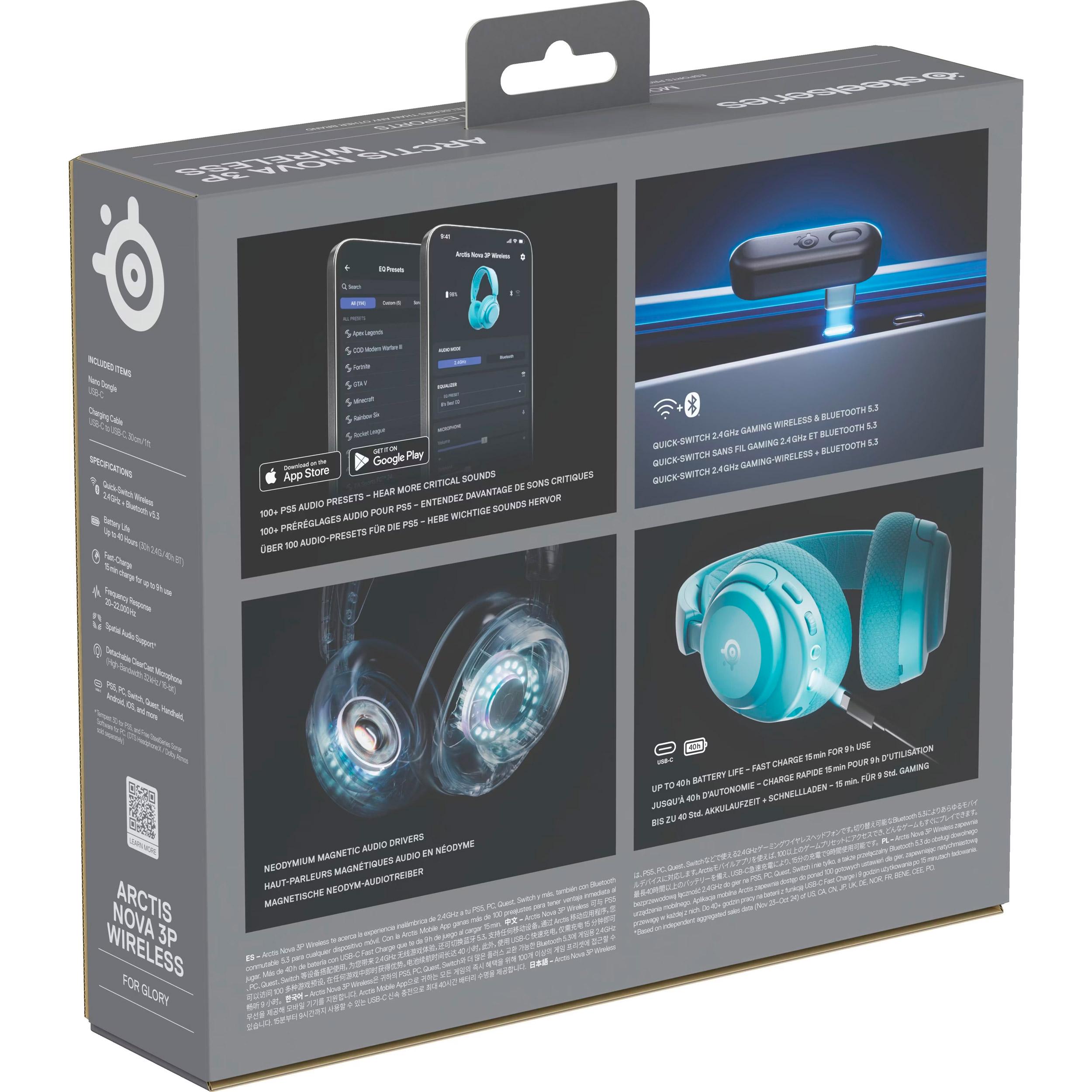 Беспроводные наушники SteelSeries Arctis Nova 3P Wireless MultiPlatform Aqua (61688) - фото 9 Беспроводные наушники SteelSeries Arctis Nova 3P Wireless MultiPlatform Aqua (61688) - фото 9