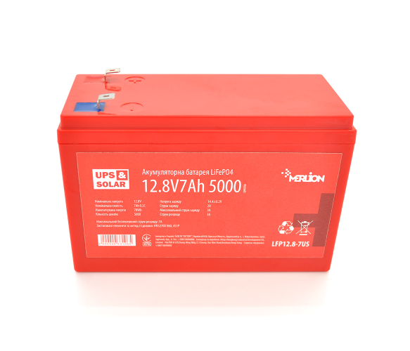 Аккумулятор литий-железо-фосфатный Merlion LiFePO4 12,8V 7AH 4S2P/BMS-10A 151х65х95 0,86 кг for UPS до 5000 циклов - фото 1