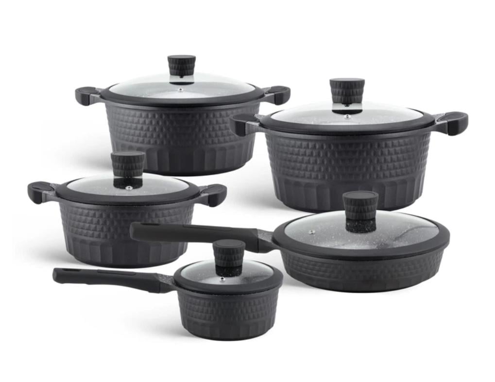 Набір посуду з кришками Edenberg литий алюміній з мармуровим покриттям 10 пред. (EB-9186)