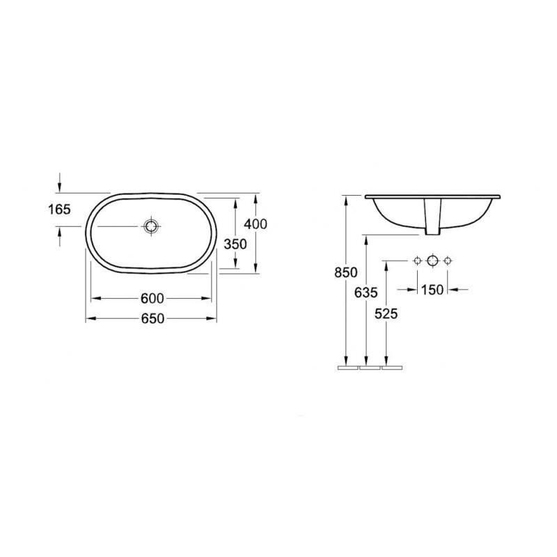 Умывальник встроенный Villeroy&Boch O.novo 60х35 см (41626001) - фото 3