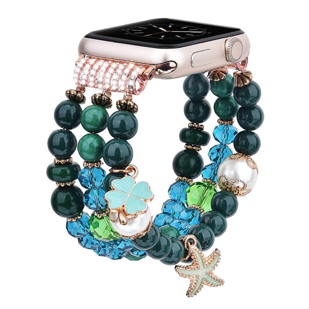 Женский ремешок для Apple Watch Океан из бусин 38-40 мм Бирюзово-зеленый