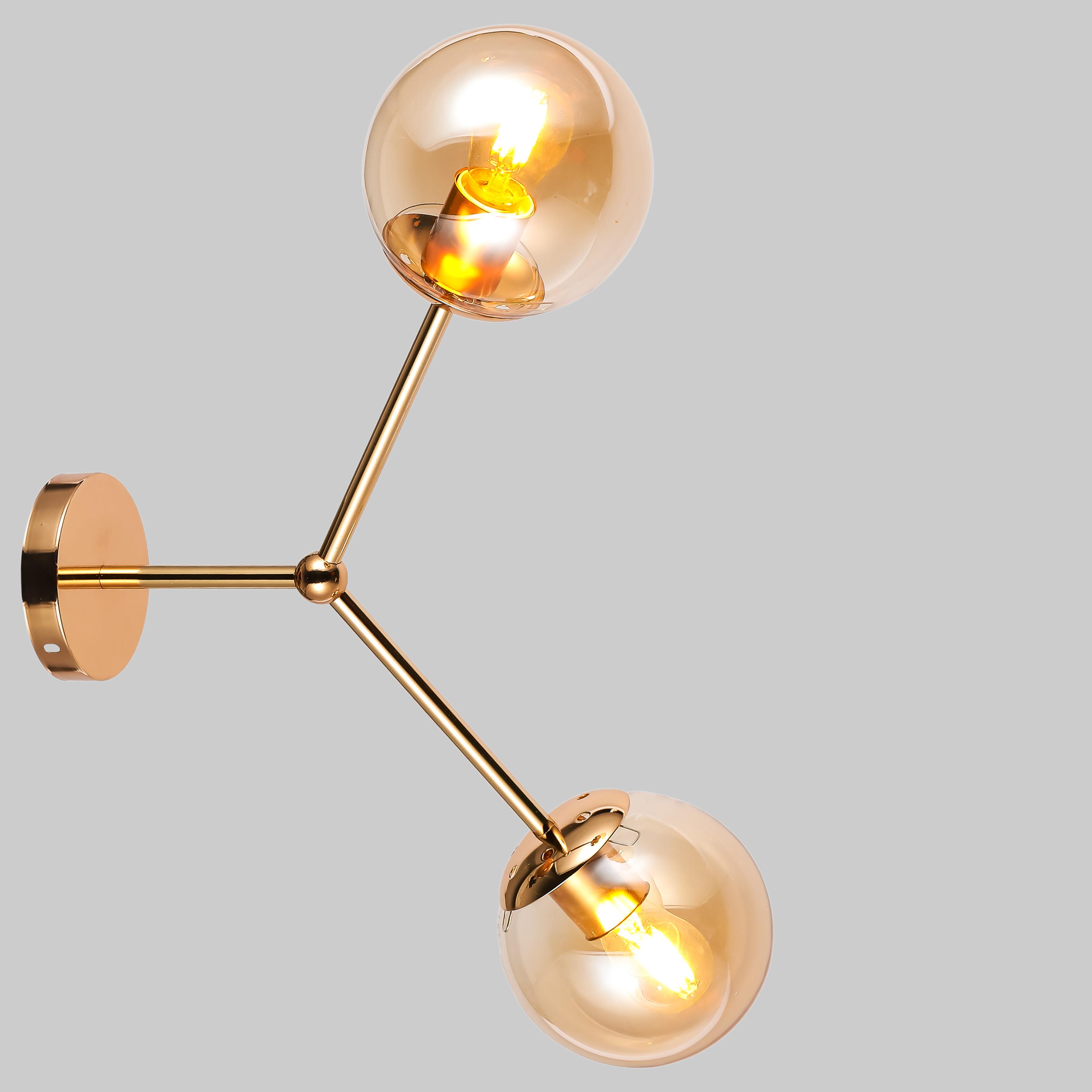 Светильник/бра настенный с двумя плафонами (52-W9811-2 GD+BR)