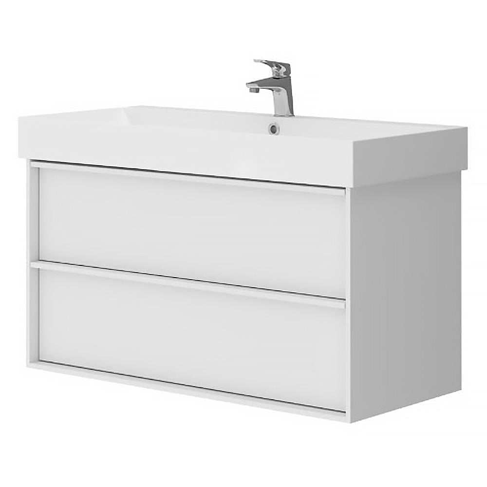 Тумба с умывальником подвесная Devit Quadra 083100WB 98,2x60x45 см Белый (176352)