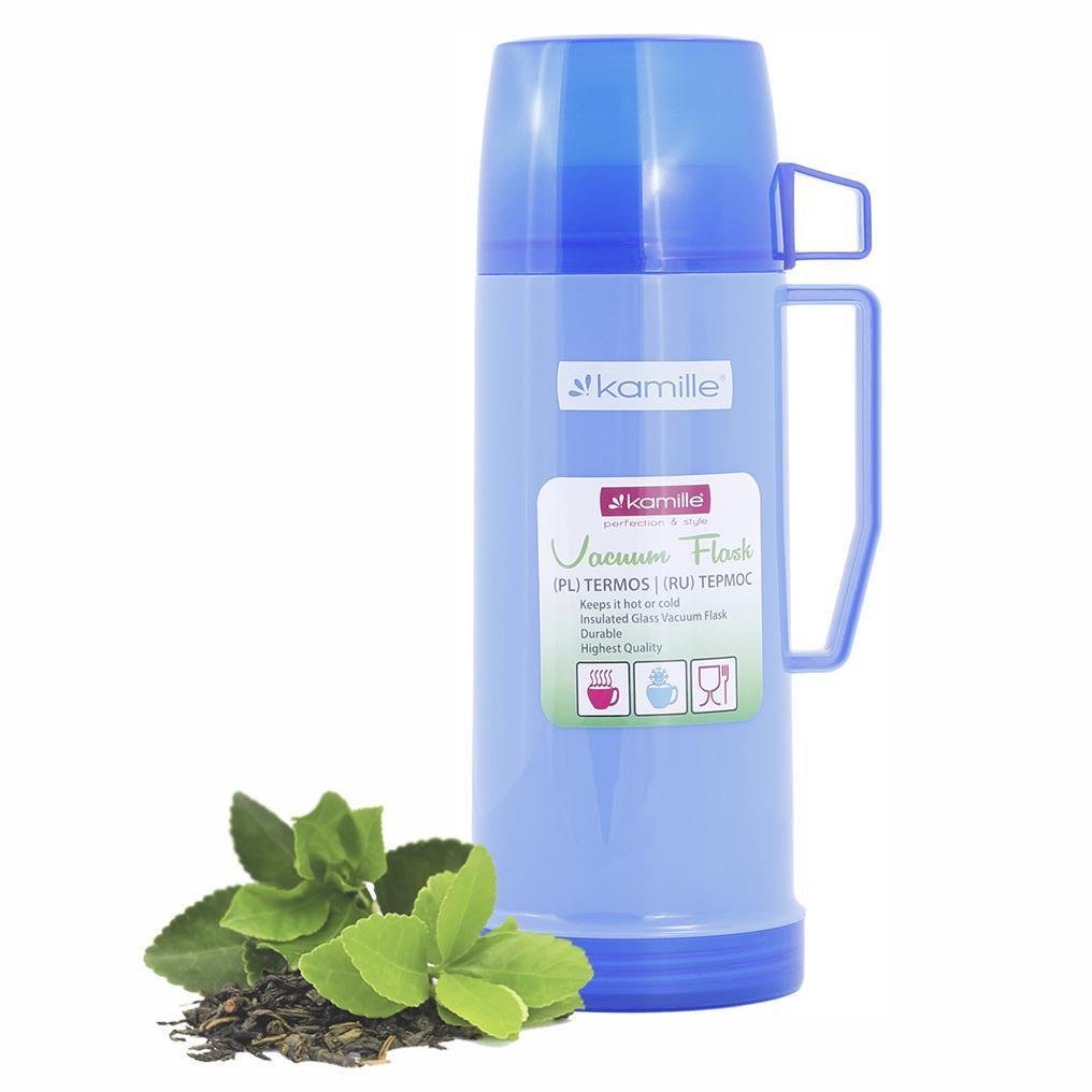 Термос Kamille зі скляною колбою 600 мл Блакитний (2071) - фото 1 Термос Kamille зі скляною колбою 600 мл Блакитний (2071) - фото 1