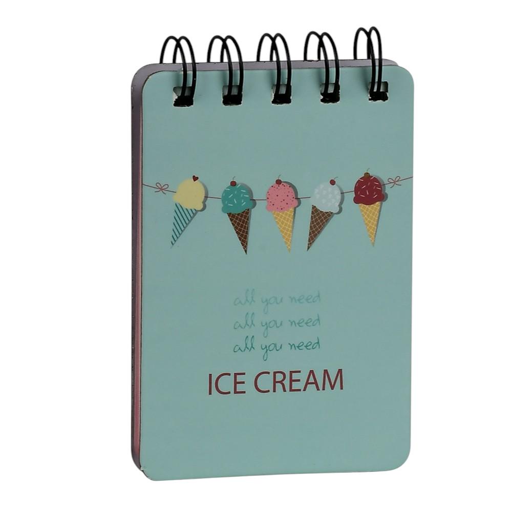 Блокнот детский на спирали Stenson Ice cream в линию/твердая обложка 10,5х7 см 55 листов Мятный (WW00608ST)