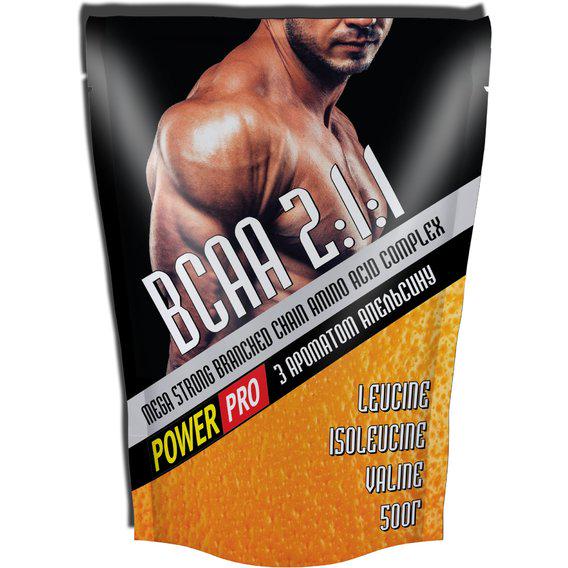 Амінокислота BCAA для спорту Power Pro BCAA 2:1:1 500 г 100 порцій Oranгe