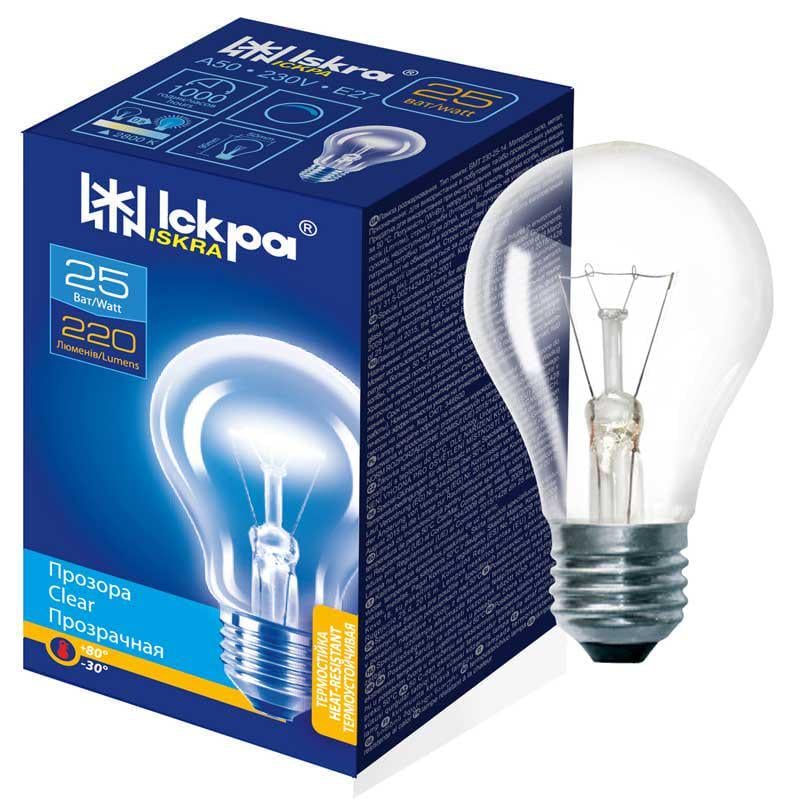 Лампа розжарювання Іскра прозора А55 25 Вт Е27 (27844418)