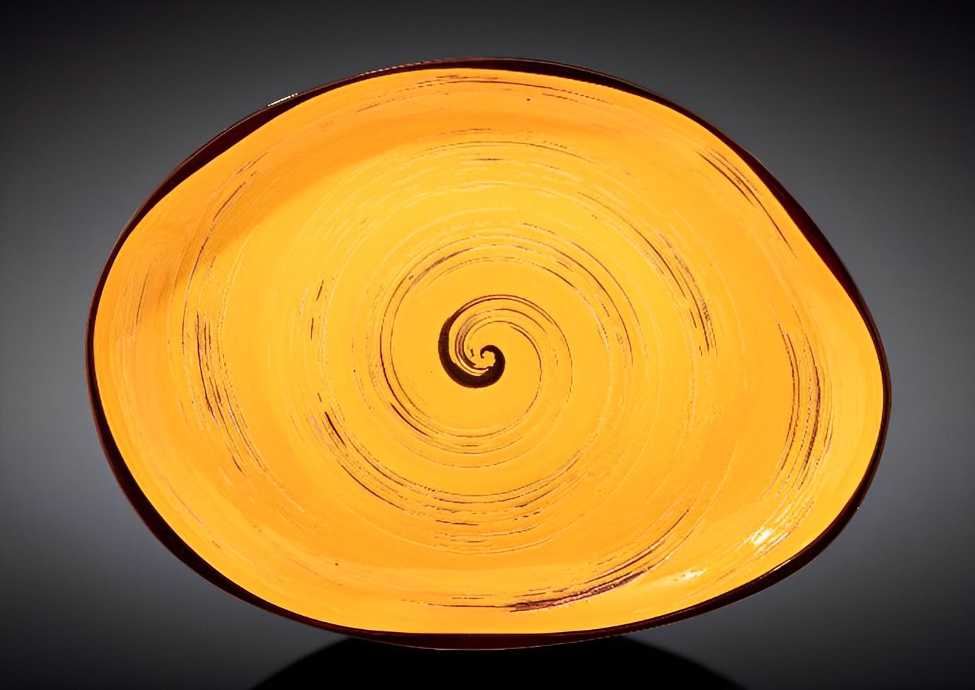 Блюдо камень Wilmax SPIRAL YELLOW 33х24,5