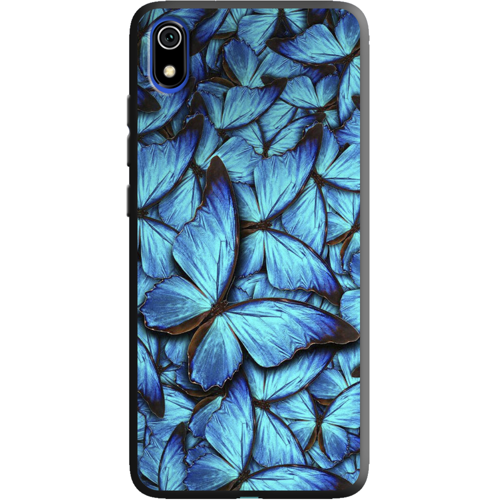 Чехол Boxface Xiaomi Redmi 7A лазурные бабочки Черный силикон (37400-up1550-38652)