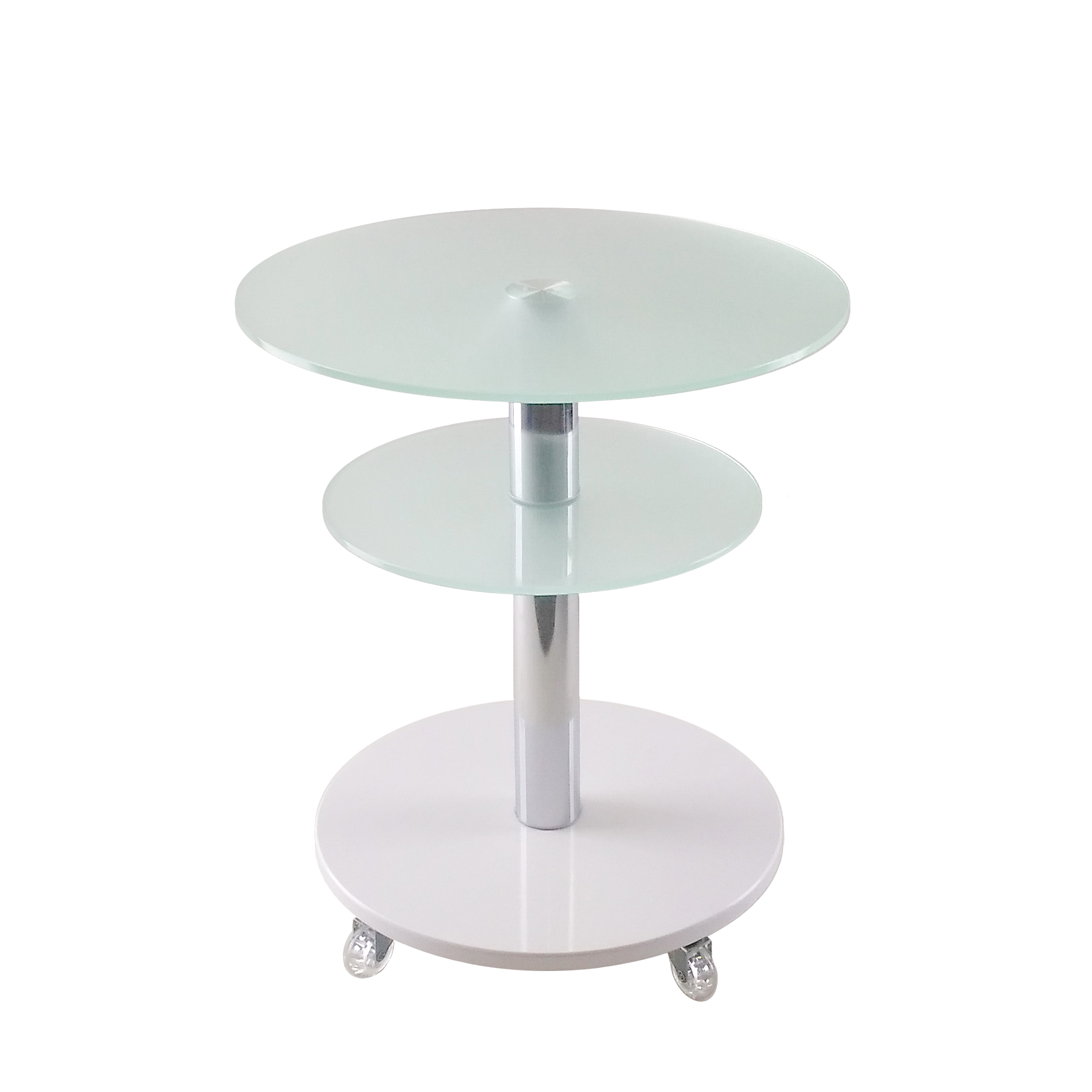 Стол журнальный стеклянный Commus Bravo Light K satin-white-chr60 Белый (444810196)