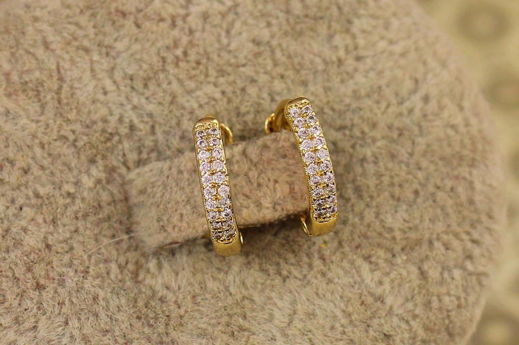 Серьги кольца Xuping Jewelry с камнями в 2 ряда 1,3 см Лимонный (33698837)