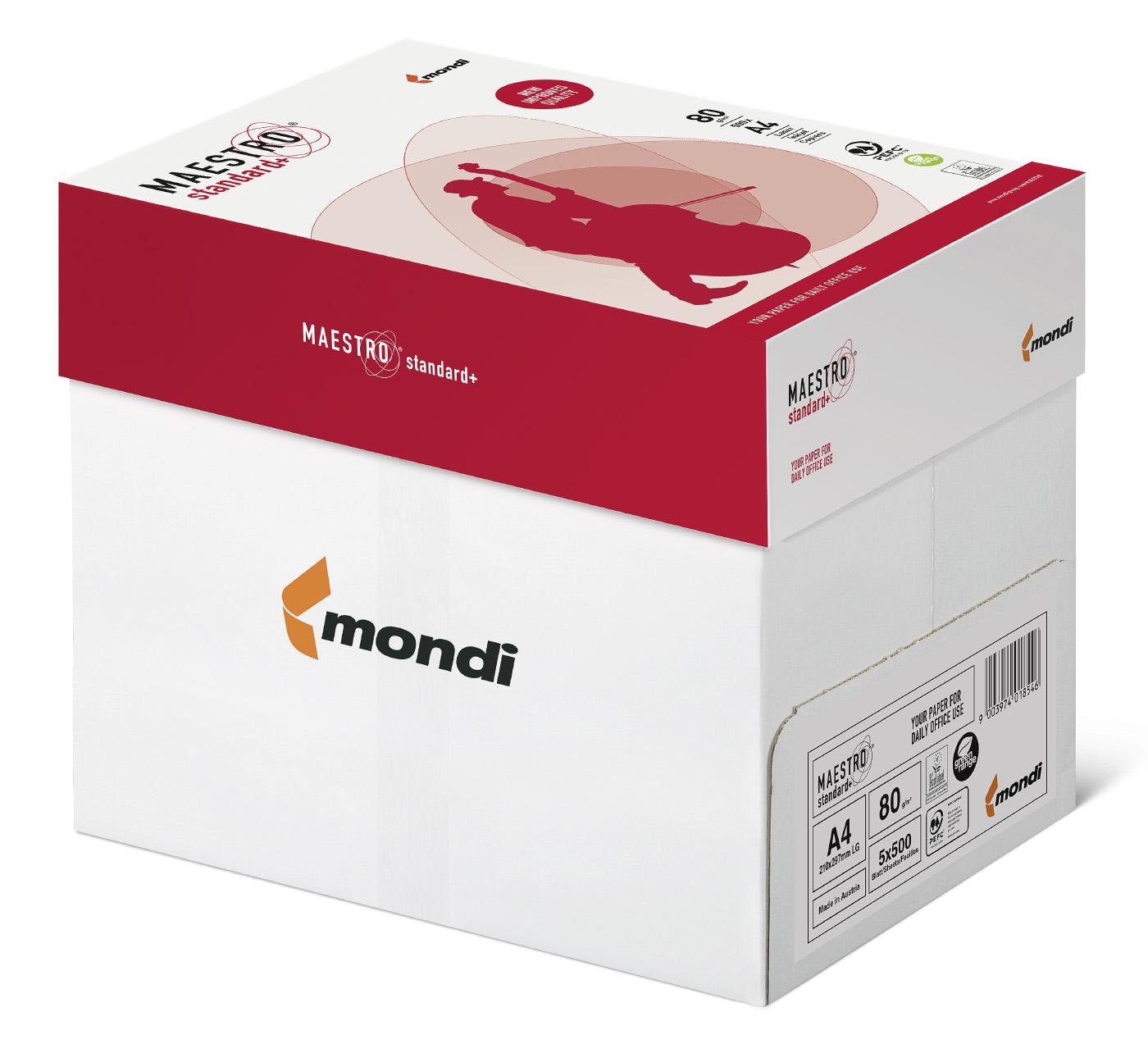 Офісний папір Mondi Maestro Standard+ В класу А4 80 г/м2 2500 аркушів уп. (10645132)