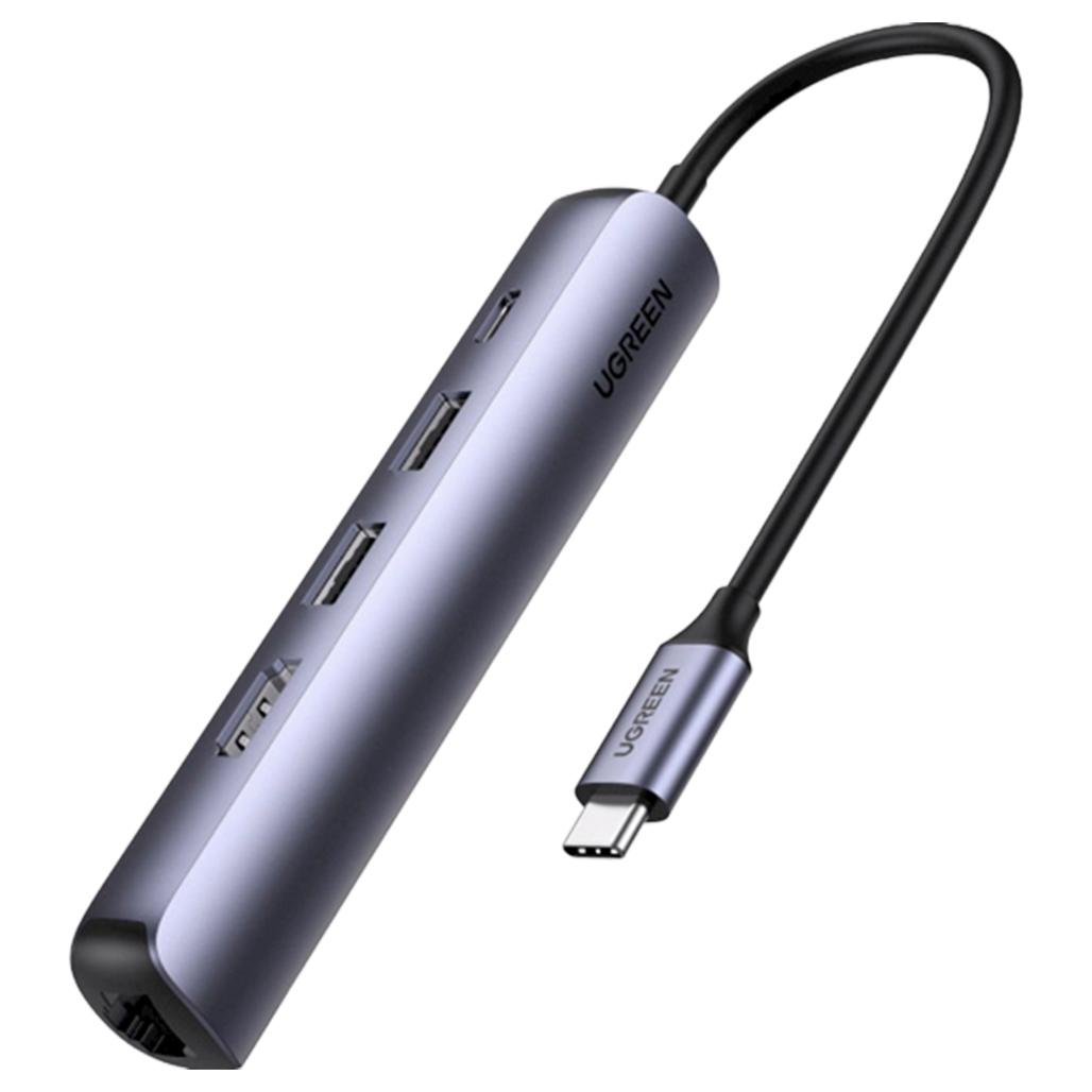 Мультифункціональний адаптер Ugreen CM418 5 в 1 USB-C/ 2xUSB 3.0/ 1x4K HDMI/ 1xUSB Type-C/ RJ-45 10919 (64642)
