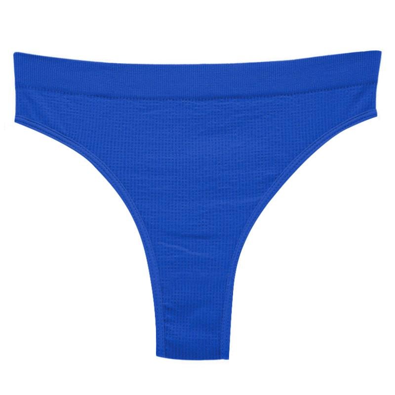 Бесшовные трусы Lesko A66# стринги в рубчик L Синий