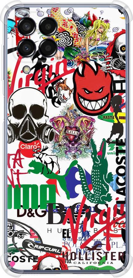 Чехол на Samsung Galaxy M33 M336B Many different logos (4022sp-2633-42517)